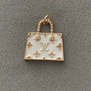 Louis Vuitton White Enamel & Gold-Tone Handbag Pendant Necklace Charm